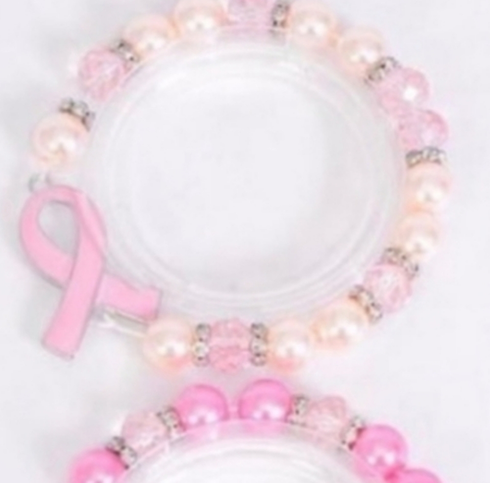 Breast Cancer Awareness Bracelet Beaded **Lt Pink Hope Adjustable NEW